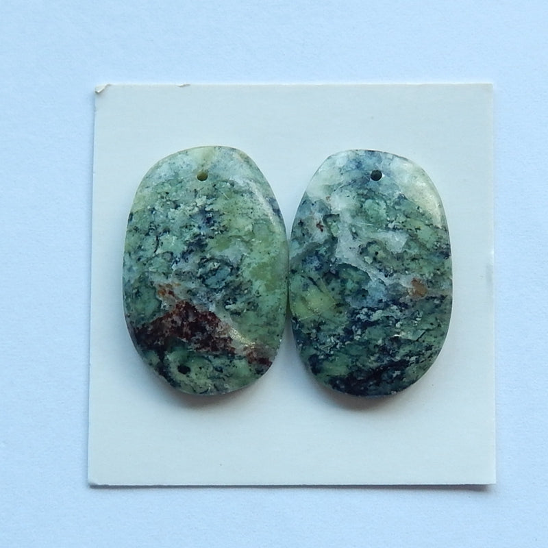 Natural Seraphinite Drilled Earrings Pair, 24x16x5mm, 5.7g - MyGemGarden
