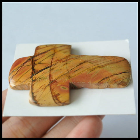 Carved Multi-Color Picasso Jasper Gemstone Cabochon 56x45x7mm,26.78g - MyGemGarden