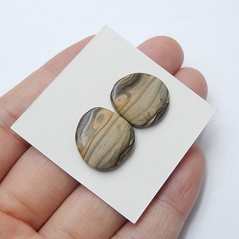 Us Biggs Jasper Cabochon Pair, 15x15x3mm, 2.7g - MyGemGarden