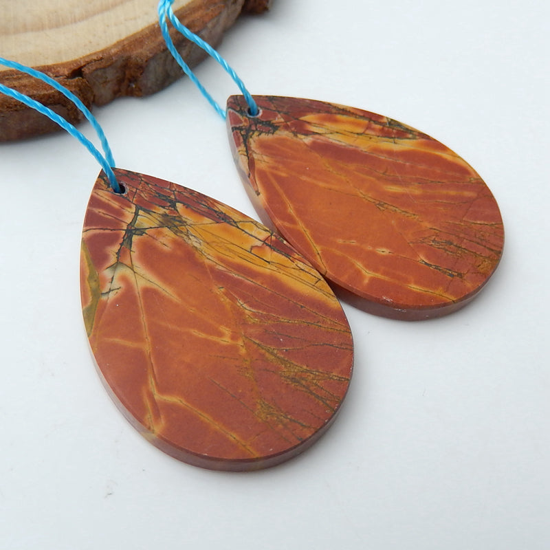 Natural Multi-Color Picasso jasper Teardrop Earrings Pair, stone for Earrings making, 29x20x3mm, 2.6g - MyGemGarden