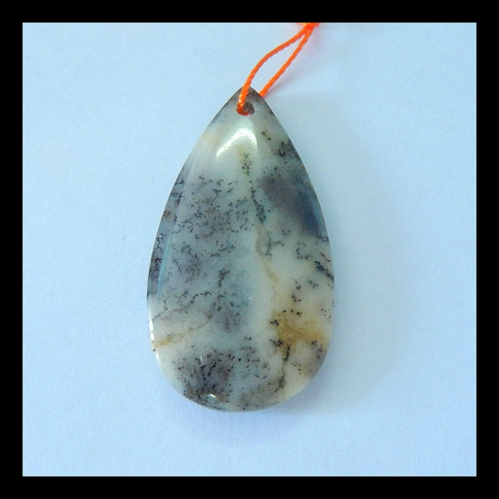 Natural Arborization Opal Gemstone Pendant Bead, 34x18x5mm, 4.5g - MyGemGarden