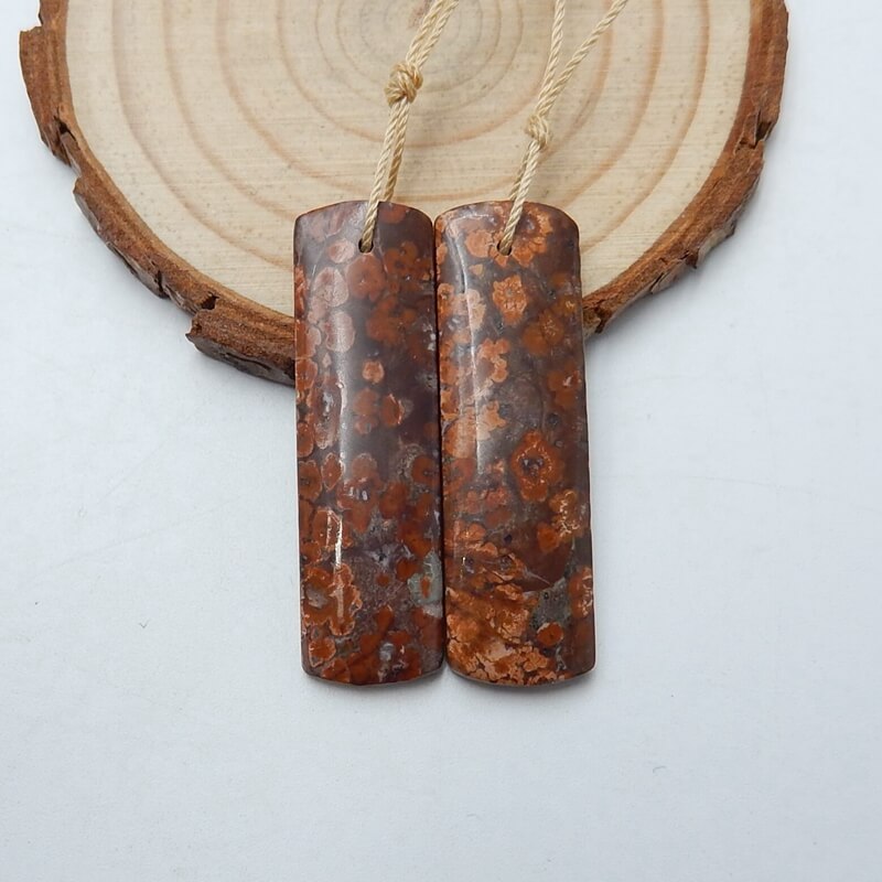 Natural Jasper Rectangle Earrings Pair, stone for Earrings making, 40x12x4mm, 6.8g - MyGemGarden
