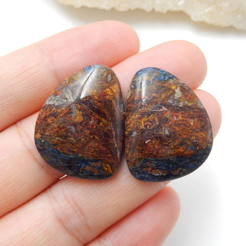 Natural Pieterisite Gemstone Cabochon Pair, 24x19x4mm, 6.4g - MyGemGarden
