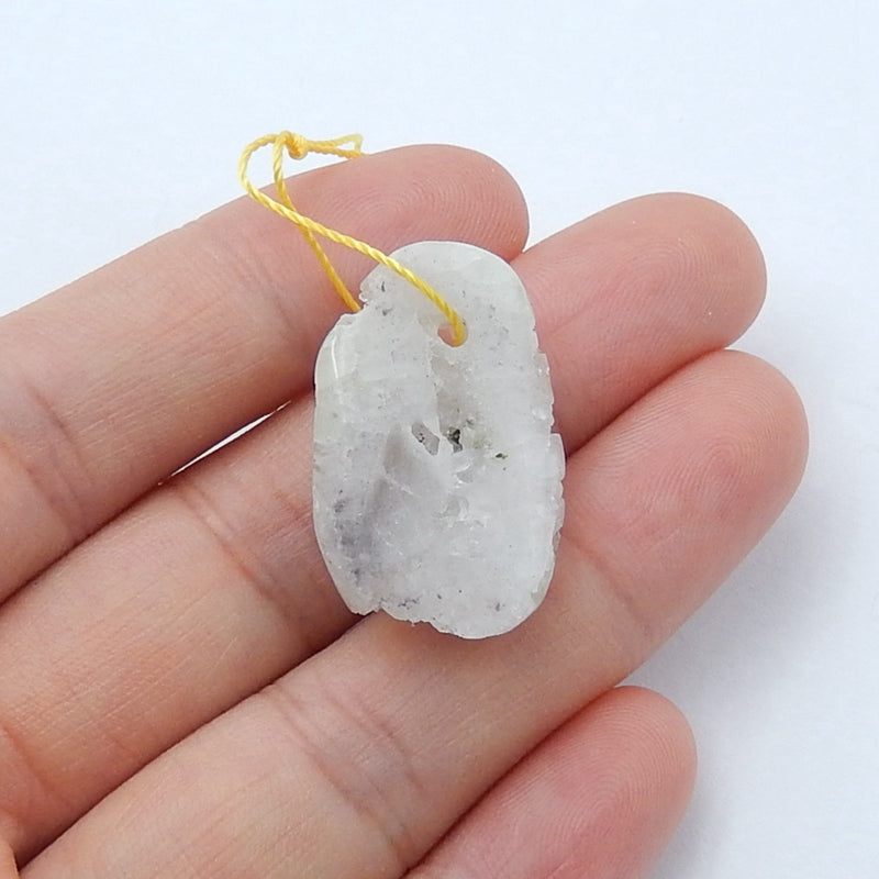 Natural Quartz Pendant Bead, 27x17x9mm, 4.8g - MyGemGarden