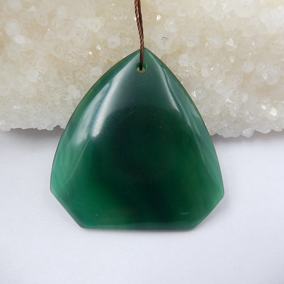 Green Agate Gemstone Natural Pendant Bead, 42x40x5mm, 12.7g - MyGemGarden