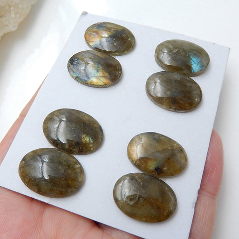 4 Pairs Natural Labradorite Oval Gemstone Cabochons, 18x12x4mm, 12.4g - MyGemGarden