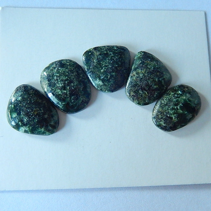 5 PCS Natural Stone Seraphinite Cabochons 17x13x4mm,17x12x3mm,5.45g - MyGemGarden