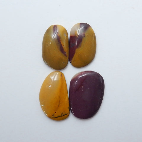 4 pcs Natural Mookaite jasper Gemstone Cabochons, 20x12x4mm, 22x15x4mm, 6.8g - MyGemGarden