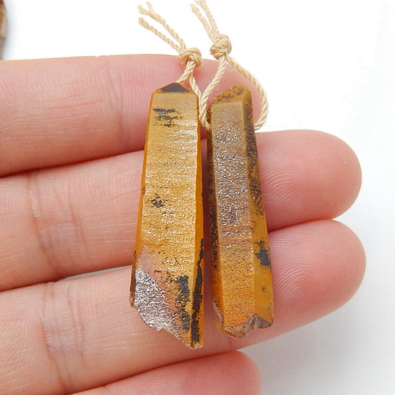 Drusy Earrings,Crystal, Selling 2 Pcs Quartz Gemstone Earrings Pair , 35x9x7mm,5.4g - MyGemGarden