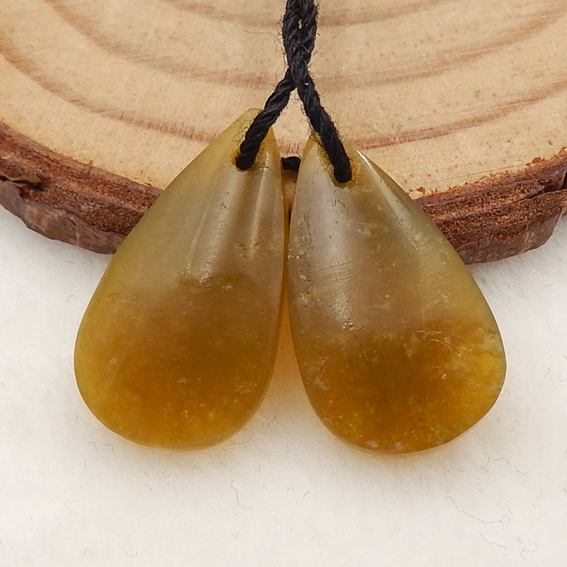 Teardrop Yellow Opal Earrings Stone Pair, stone for earrings making, 20x12x4mm, 2.3g