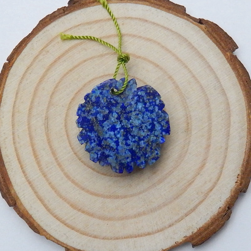 Natura Lapis Lazuli Carved flower Gemstone Pendant Bead, 21x9mm, 5.7g - MyGemGarden