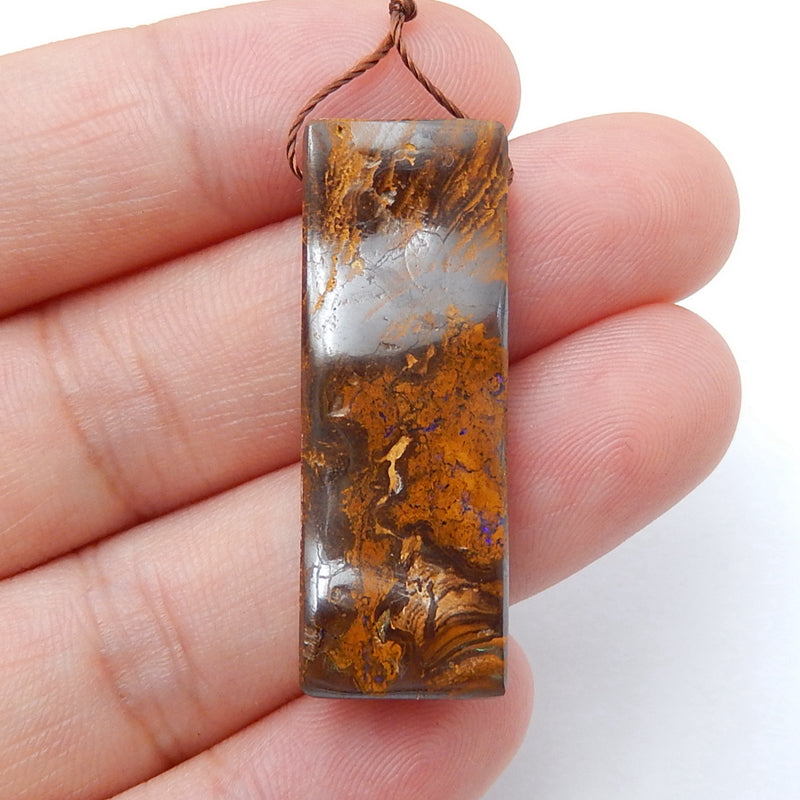 Natural Boulder opal Drilled Gemstone Pendant Bead, 34x12x6mm, 6.2g - MyGemGarden