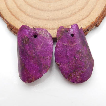 Nugget Purple Stone Earrings Stone Pair, stone for earrings making, 26x17x7mm, 6.9g