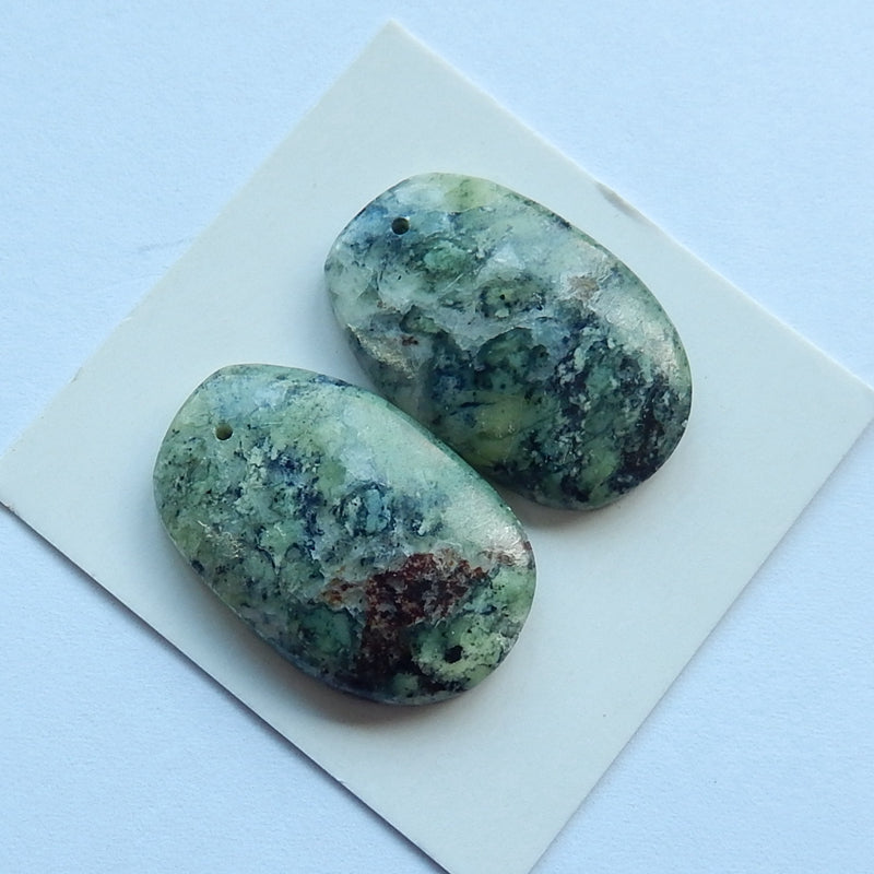 Natural Seraphinite Drilled Earrings Pair, 24x16x5mm, 5.7g - MyGemGarden