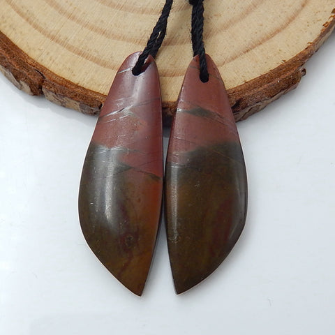 Natural Multi-Color Picasso jasper Earrings Pair, stone for Earrings making, 33x11x4mm, 3.9g - MyGemGarden