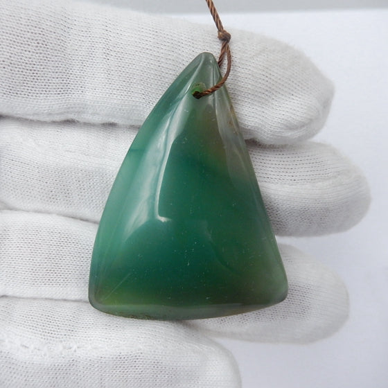 Green Agate Gemstone Natural Pendant Bead, 45x34x8mm, 15.4g - MyGemGarden
