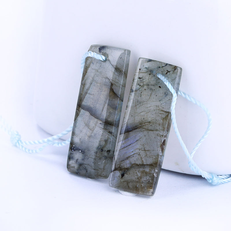 Natural Labradorite Drilled Earrings Pairs 26x9x3mm,3.5g - MyGemGarden