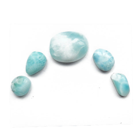 Custome Freedom Larimar Cabochon Pairs 21x16x7mm, 10x10x5mm, 7.4g - MyGemGarden