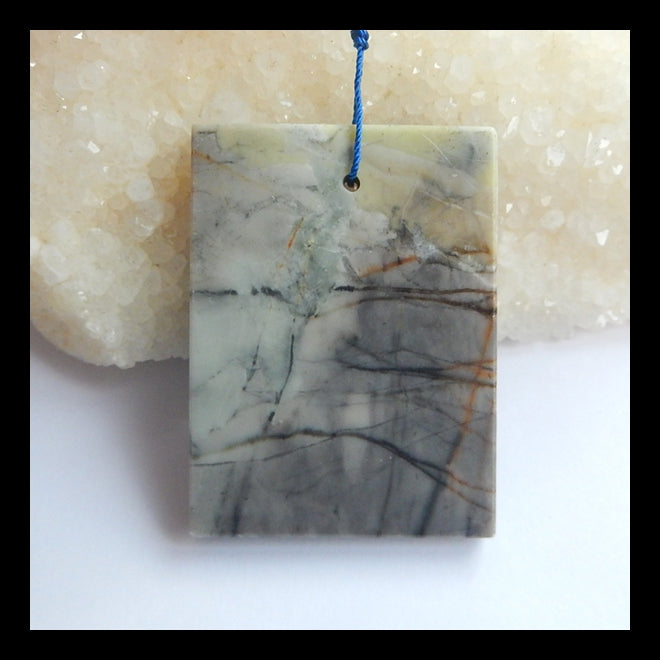 Picasso Jasper Gemstone Pendant Bead, 50x37x6mm, 29.6g - MyGemGarden