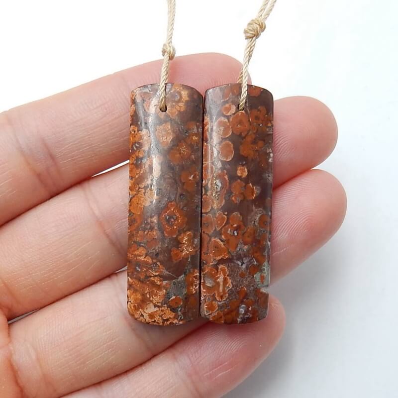 Natural Jasper Rectangle Earrings Pair, stone for Earrings making, 40x12x4mm, 6.8g - MyGemGarden