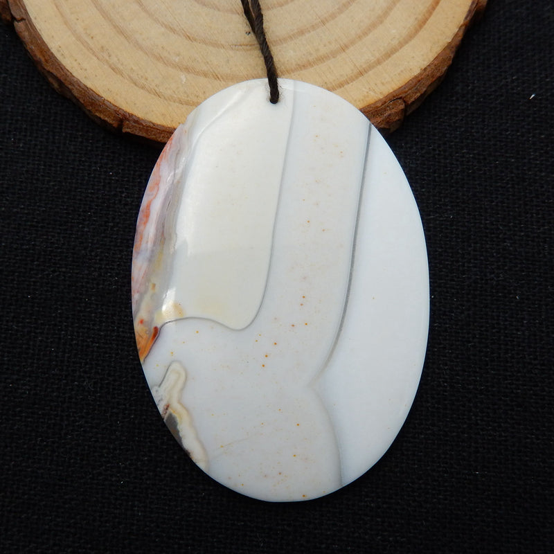 Natural Ocean Jasper Oval Gemstone Pendant Bead, 51x36x5mm, 15.7g - MyGemGarden