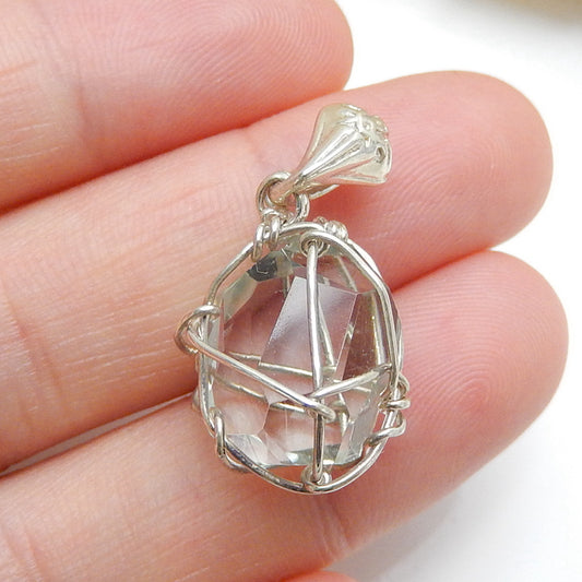 Sterling Silver 925 With crystal Gemstone Pendant, Gorgeous Pendant, 19x18x12mm, 3.3g - MyGemGarden