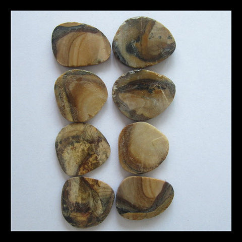 8 PCS Picture Jasper Cabochon 24x19x3mm,20x20x3mm,15.7g - MyGemGarden