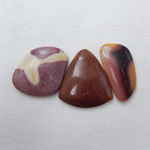 Sale 3Pcs Mookaite Jasper Gemstone Cabochon, 34x17x6mm, 33x30x6mm, 20.3g - MyGemGarden