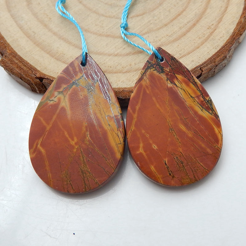Natural Multi-Color Picasso jasper Teardrop Earrings Pair, stone for Earrings making, 29x20x3mm, 2.6g - MyGemGarden