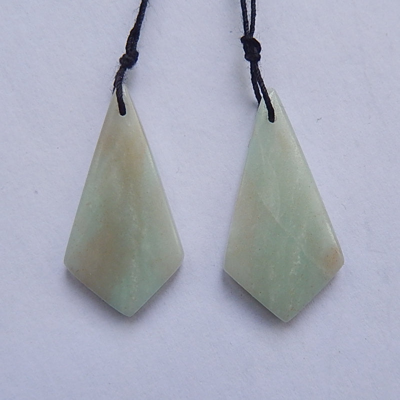 Natural Amazonite Drilled Earrings Pair,32x17x4mm,5.8g - MyGemGarden