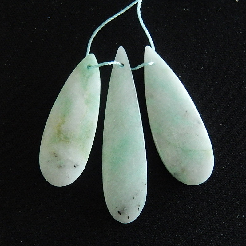 3 pcs Amazonite Drilled Pendant Beads 40x10x2mm, 31x11x4mm, 5.6g - MyGemGarden