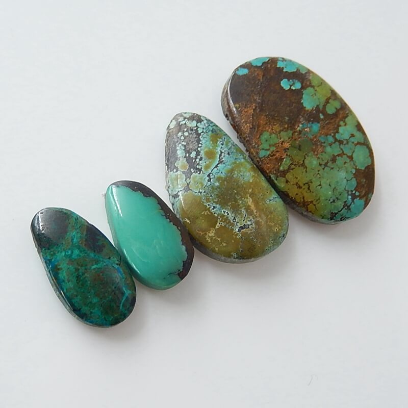 4 PCS Natural Turquoise Gemstone Cabochon£¬26x18x4mm,15x8x4mm,8.1g - MyGemGarden
