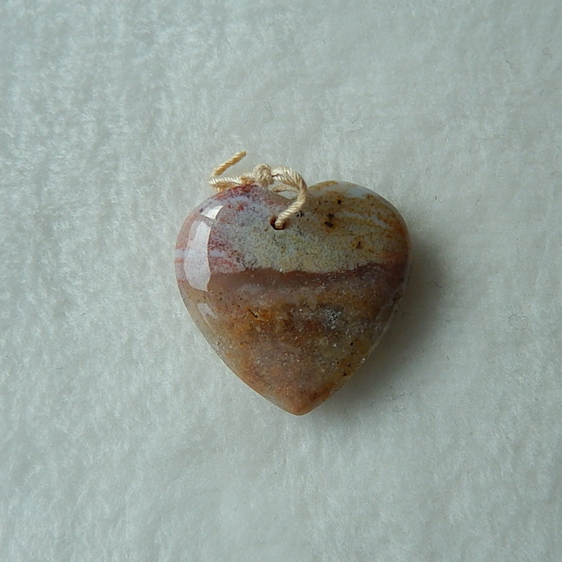 Natural Heart Shape Ocean Jasper Pendant Bead 35x24x8mm, 6g - MyGemGarden
