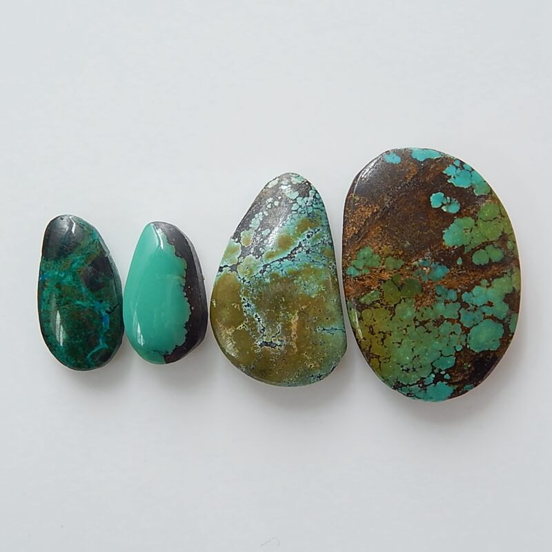 4 PCS Natural Turquoise Gemstone Cabochon£¬26x18x4mm,15x8x4mm,8.1g - MyGemGarden