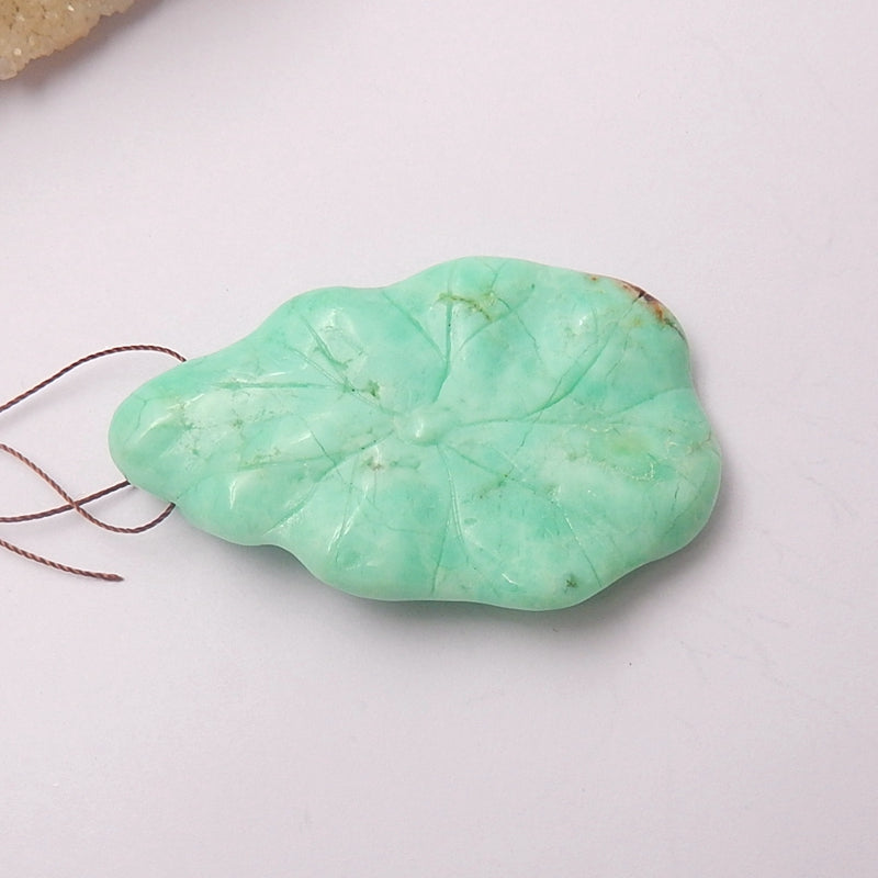 Top quality Chrysoprase Carved Frogs On Lotus Pendant, 70x42x12mm, 32.4g - MyGemGarden