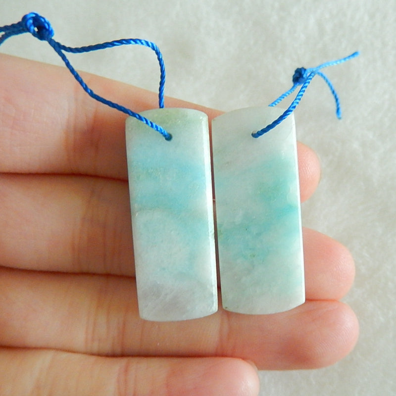 Natural HandmadeAmazonite Earrings Pair 32x12x3mm,6.42g - MyGemGarden