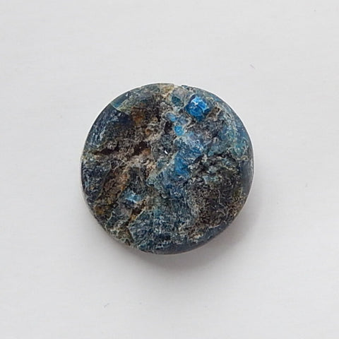 Natural Blue Apatite Crystal Gemstone 16mm round cabochon, 16x16x8mm, 3.7g - MyGemGarden