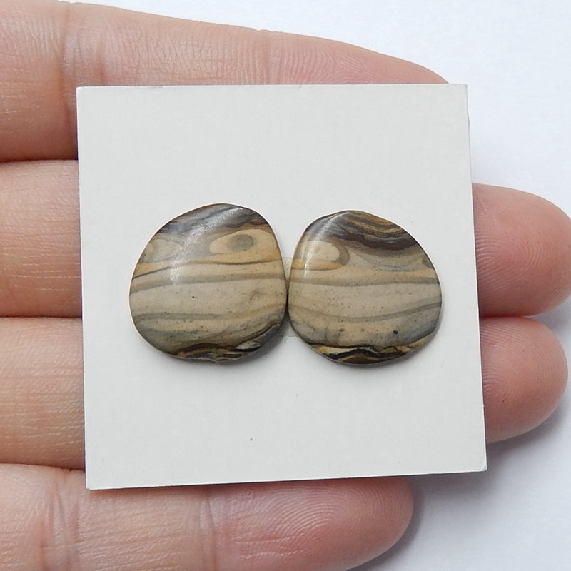 Us Biggs Jasper Cabochon Pair, 15x15x3mm, 2.7g - MyGemGarden