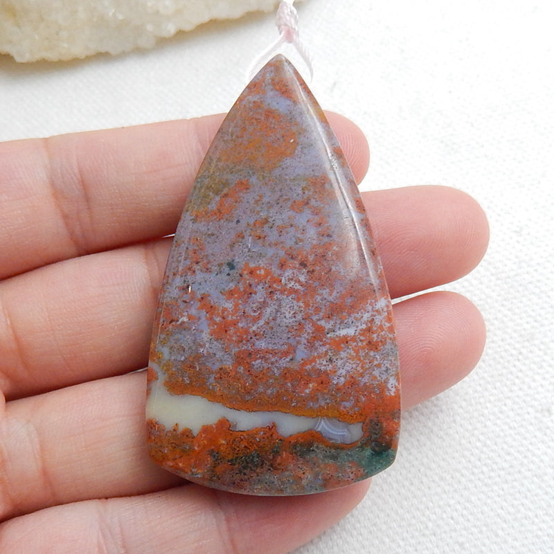 Natural Ocean Jasper Drilled Pendant Bead, 55x32x8mm, 22.3g - MyGemGarden