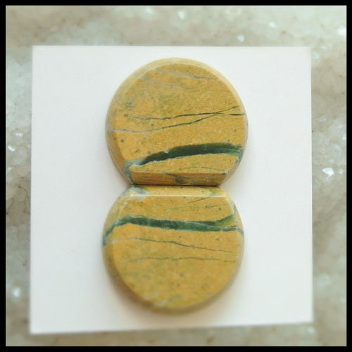 Natural Green Opal Gemstone Cabochon Pair 20x18x4mm,6.3g - MyGemGarden