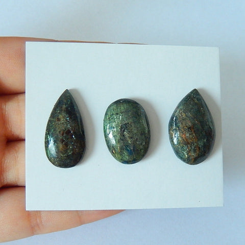 3 PCS Nugget Green Quartz Gemstone Natural Cabochons 25x16x7mm,21x15x6mm,13.5g - MyGemGarden