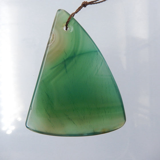Green Agate Gemstone Natural Pendant Bead, 45x34x8mm, 15.4g - MyGemGarden
