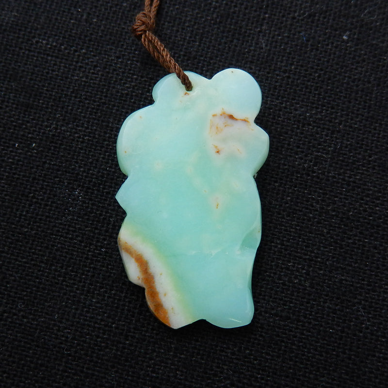 Chrysoprase Hand Carved flower&butterfly Pendant, 35x20x8mm, 5g - MyGemGarden