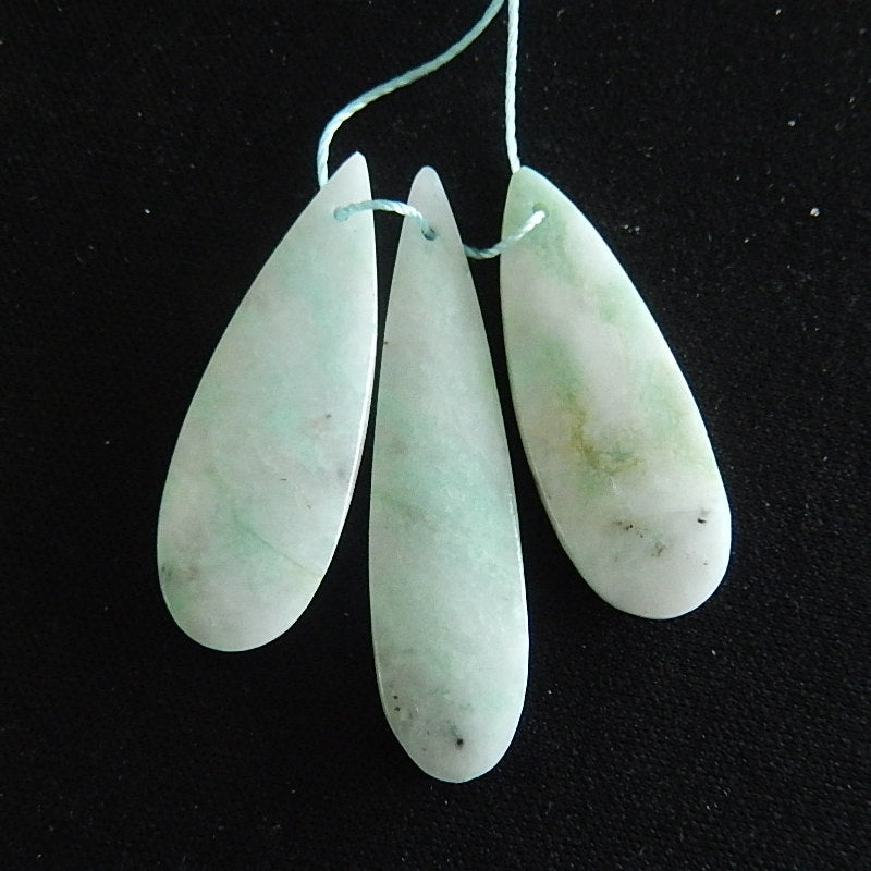3 pcs Amazonite Drilled Pendant Beads 40x10x2mm, 31x11x4mm, 5.6g - MyGemGarden