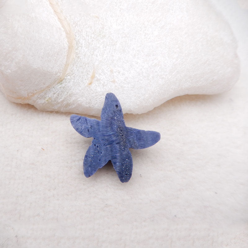 New Blue Coral Carved Seastar Cabochon 25X29X8mm, 3.7g
