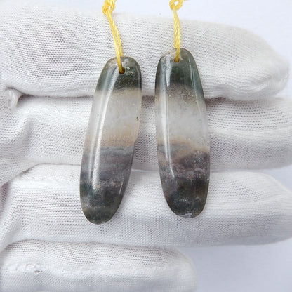 Natural Ocean Jasper Earring Beads 35x13x4mm, 6.4g