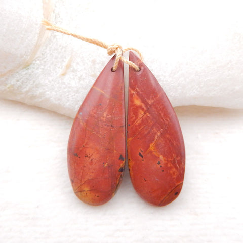 Natural Red Creek Jasper Earring Beads 40X15X6mm, 8.7g