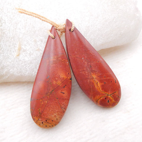 Natural Red Creek Jasper Earring Beads 40X15X6mm, 8.7g