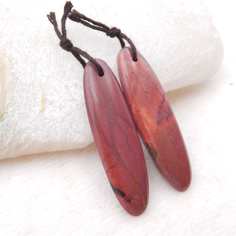 Natural Red Creek Jasper Earring Beads 37x9x4mm, 5.1g