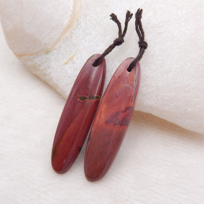 Natural Red Creek Jasper Earring Beads 37x9x4mm, 5.1g